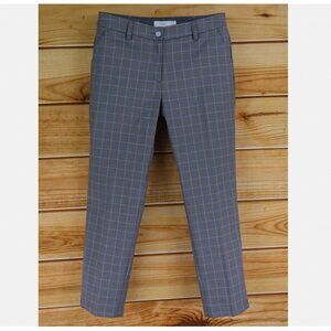 Lady Hagen Checked Golf Ankle Gray Low Rise Pockets Straight Leg Pants 10 FX9